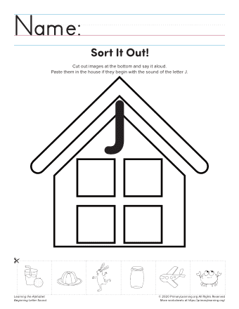 letter j cut and paste worksheet