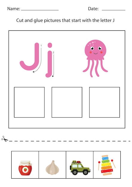 letter j cut and paste worksheet