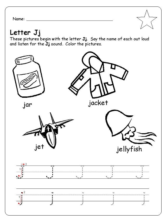 letter j worksheet for preschoolers