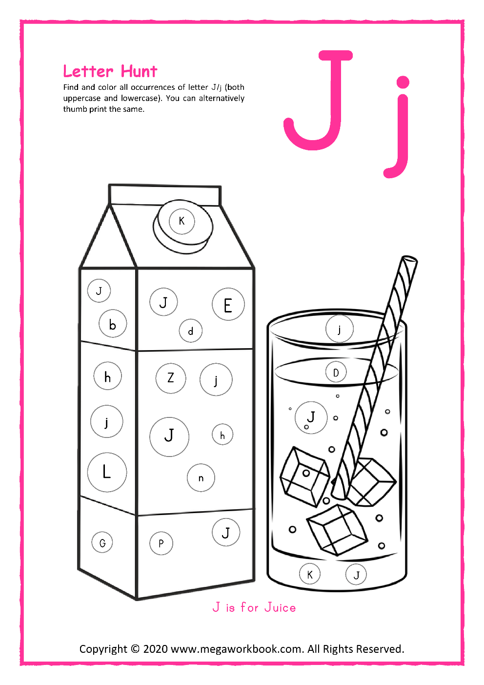letter j worksheet for preschoolers