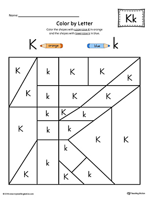 Lowercase Letter K Color-by-Letter Worksheet | MyTeachingStation.com