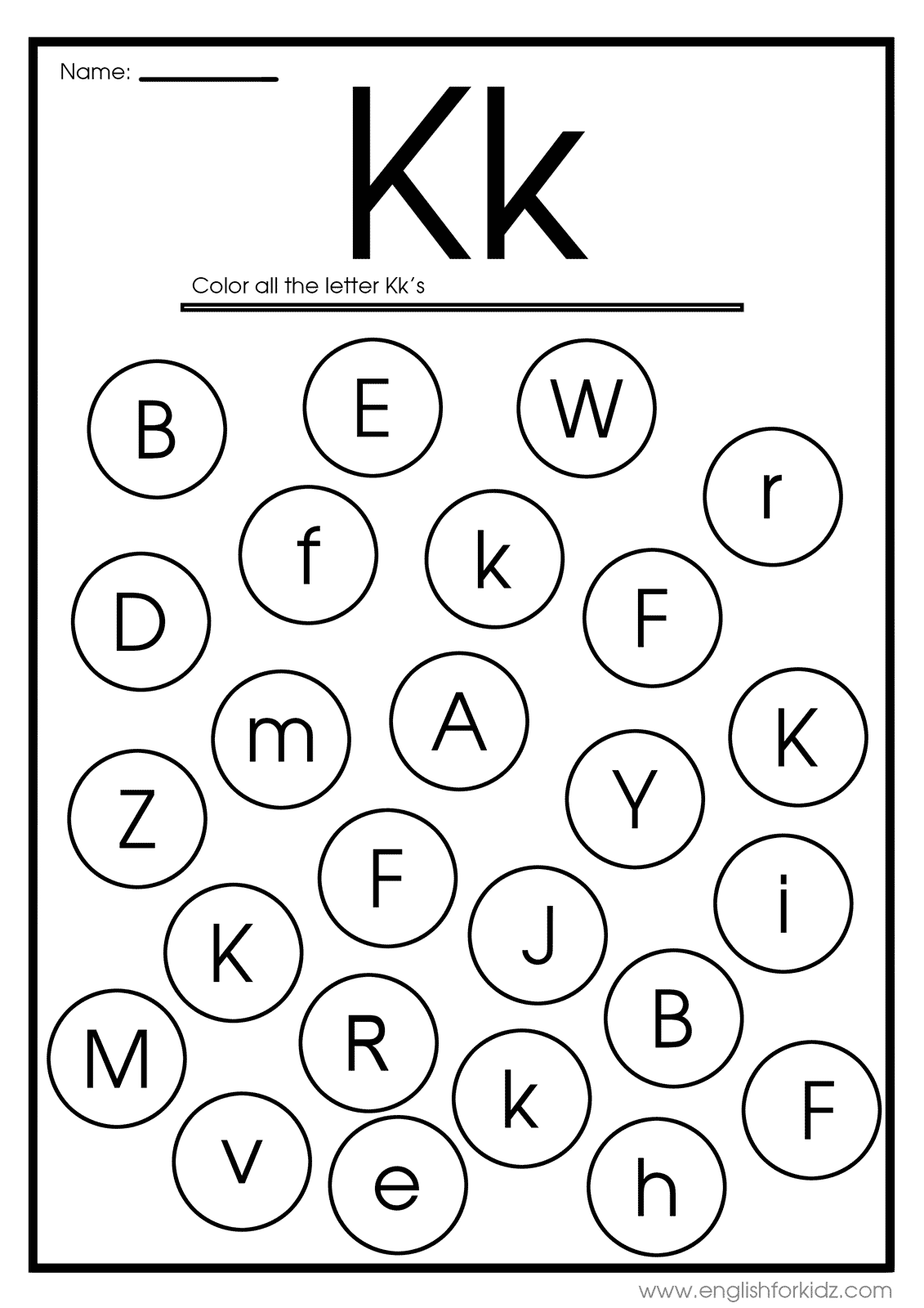 letter k coloring worksheet