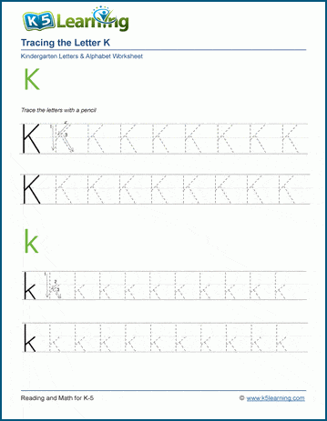 Tracing the Letter K k | Worsheets library