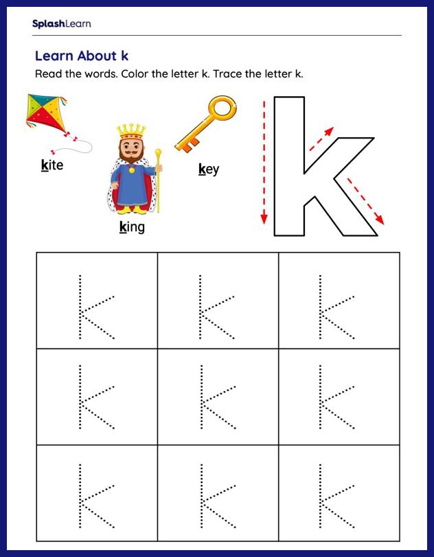 letter k tracing worksheet preschool