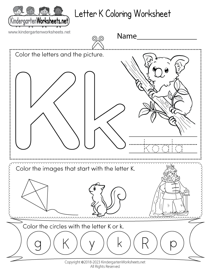 letter k worksheet for pre k