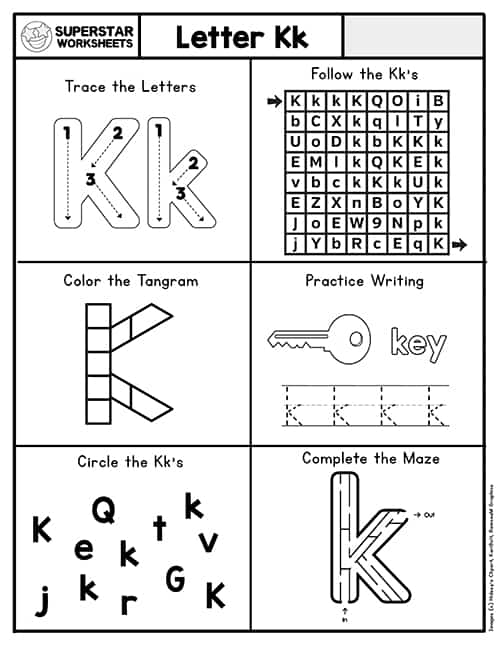 letter k worksheet for pre k
