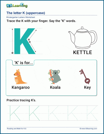 letter k worksheet for preschool