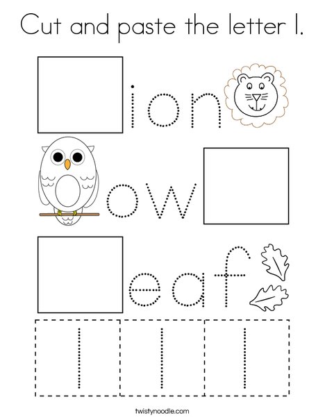 letter l cut and paste worksheet