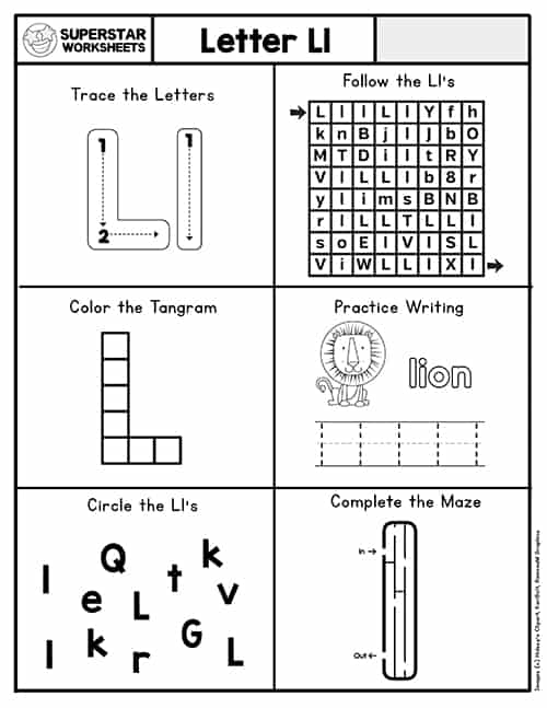 letter l preschool worksheet