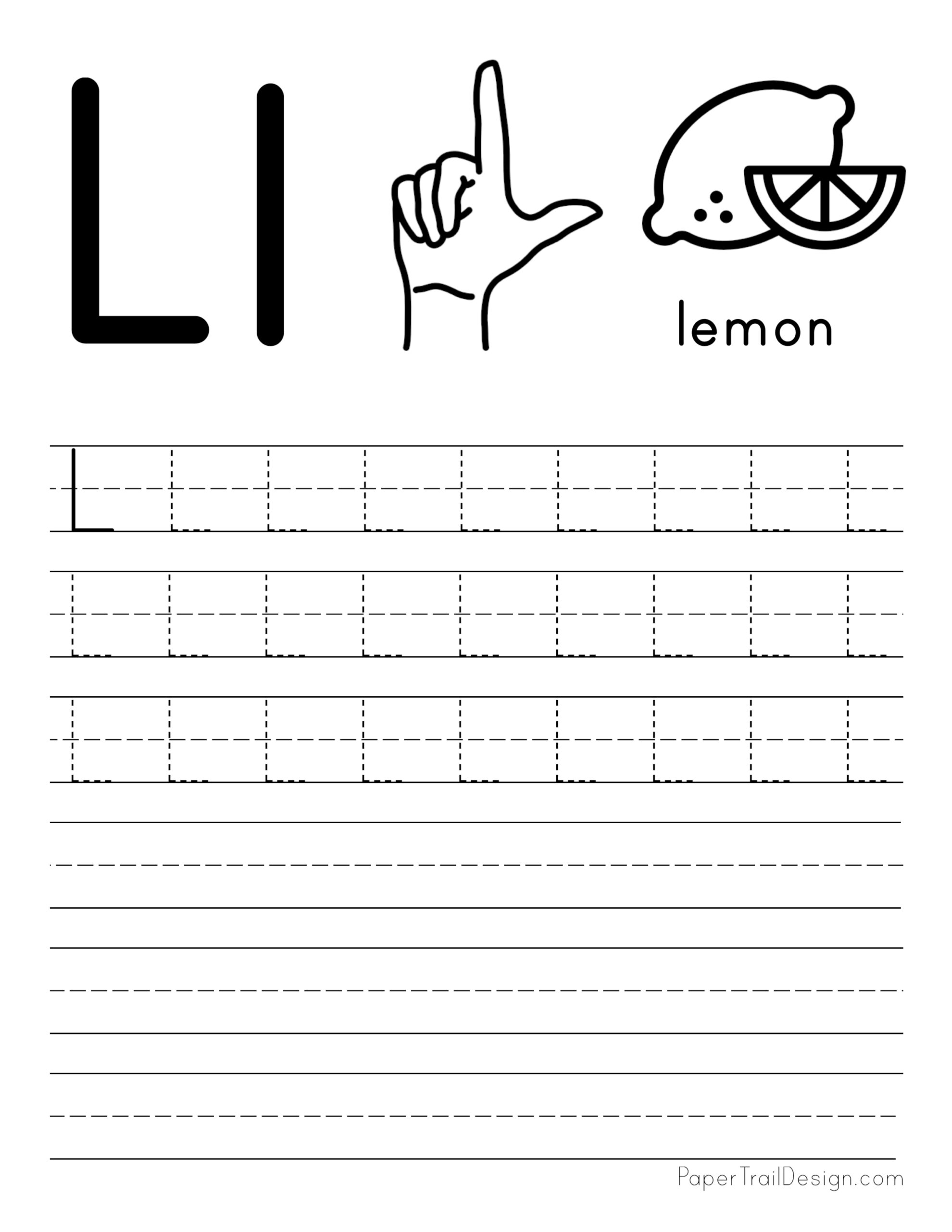 Tracing Letter L l Worksheet