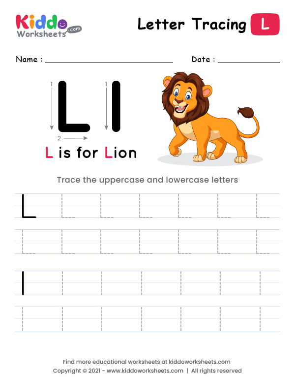 letter l tracing worksheet