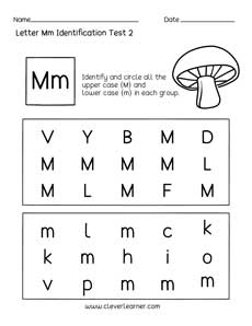 Fun letter M identification activity and test sheets for ...