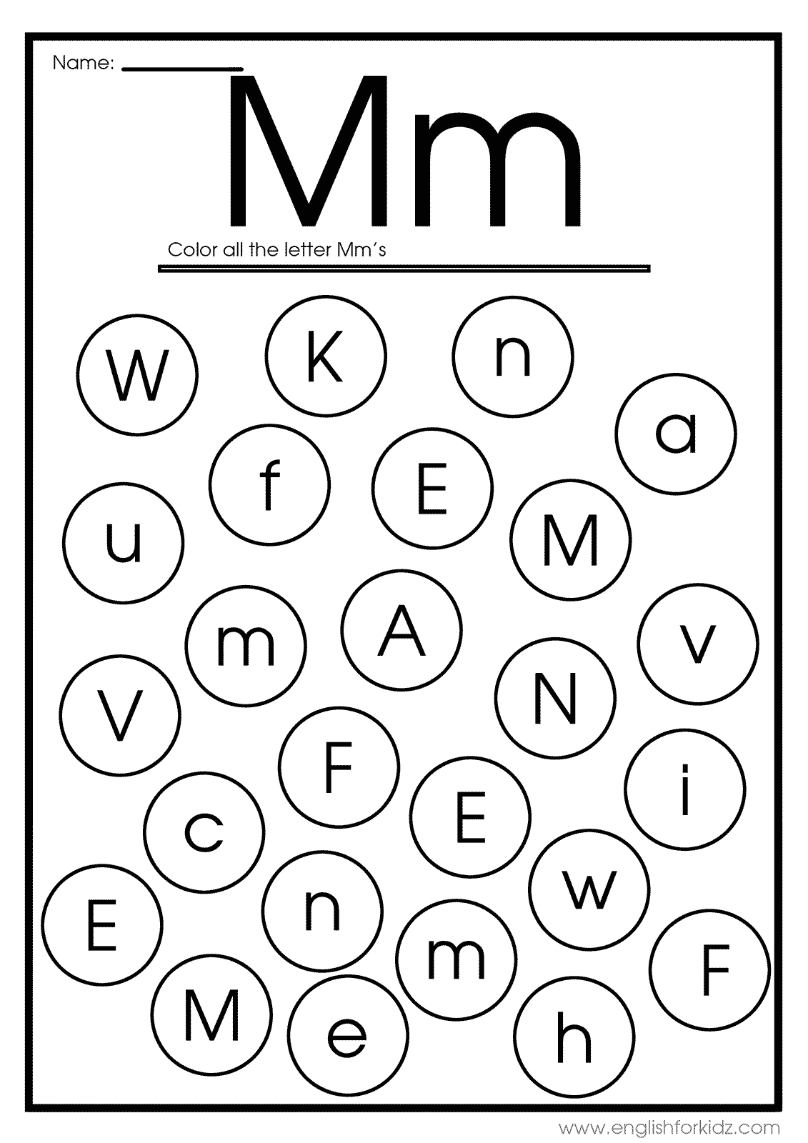 letter m printable worksheet