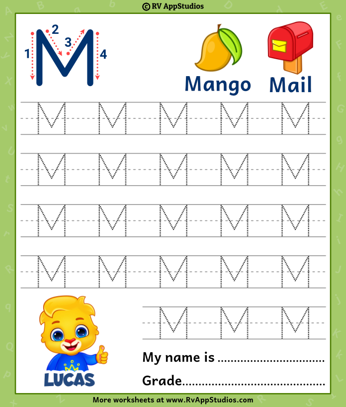 Tracing the Letter M m | Worsheets library