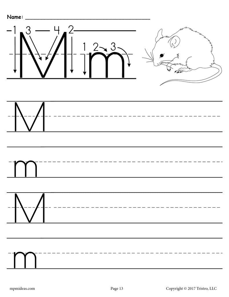 letter m worksheet for preschool