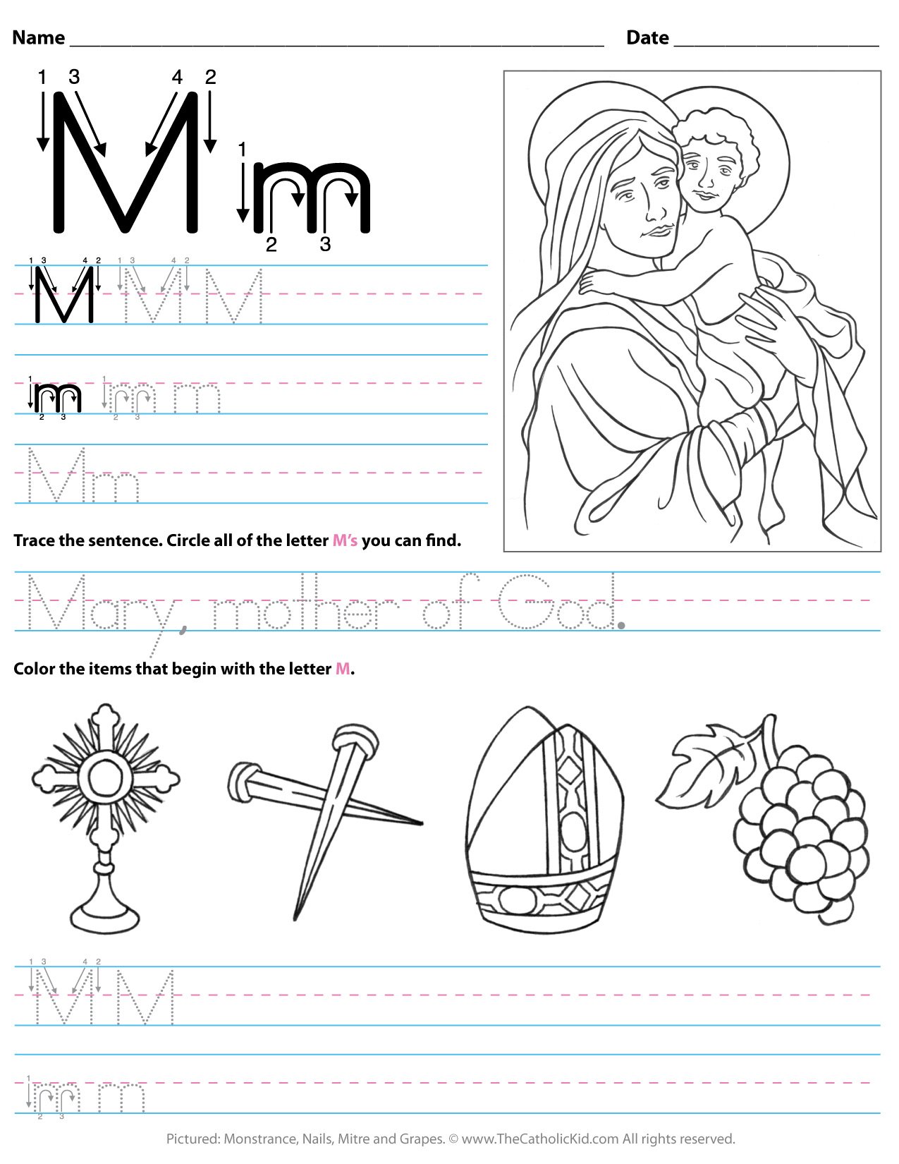 letter m worksheet for preschool