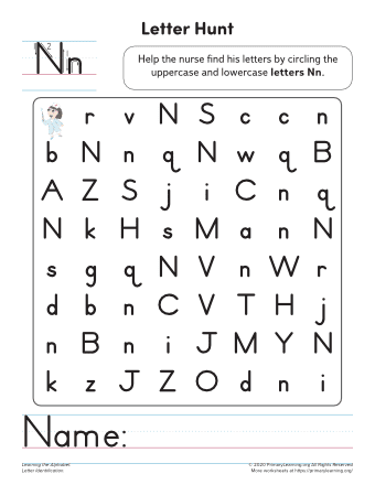 Letter N Recognition Worksheet  