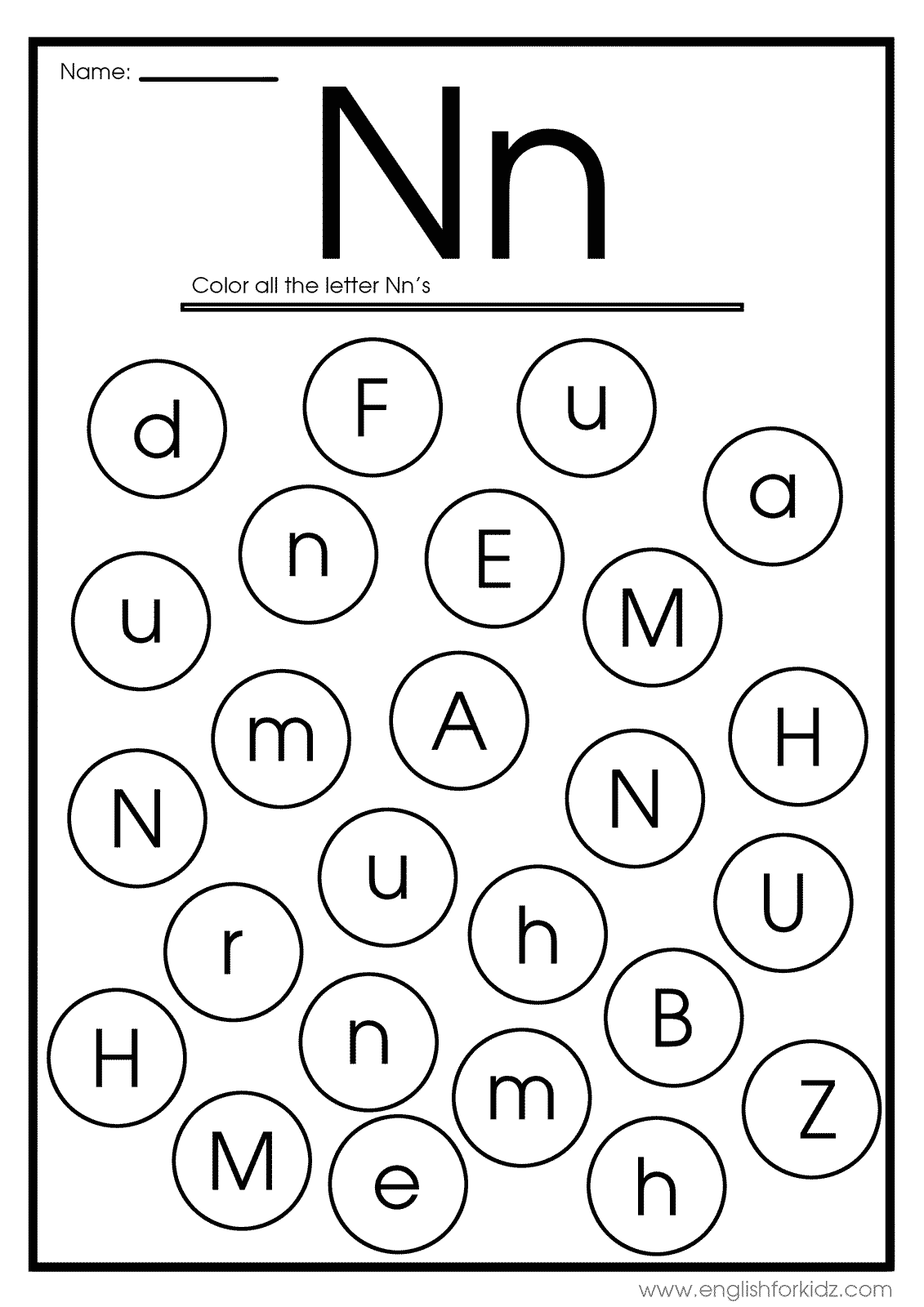 English for Kids Step by Step: Letter N Worksheets, Flash Cards ...