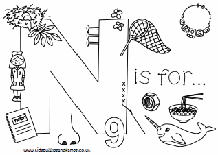 letter n coloring paper