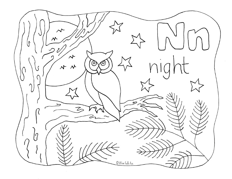 letter n coloring paper