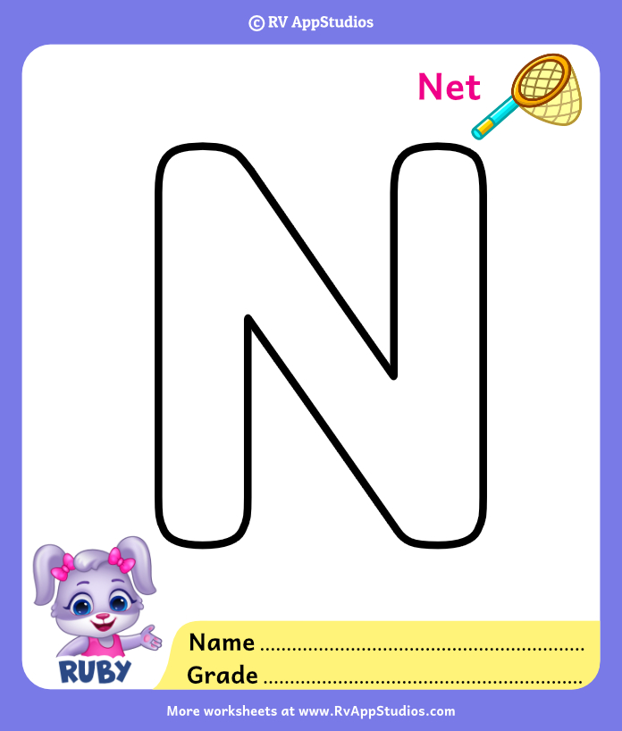 letter n coloring paper