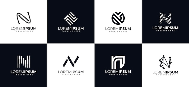Premium Vector | Set of initial letter n monogram logo design ...