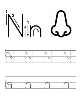 letter n tracing worksheet