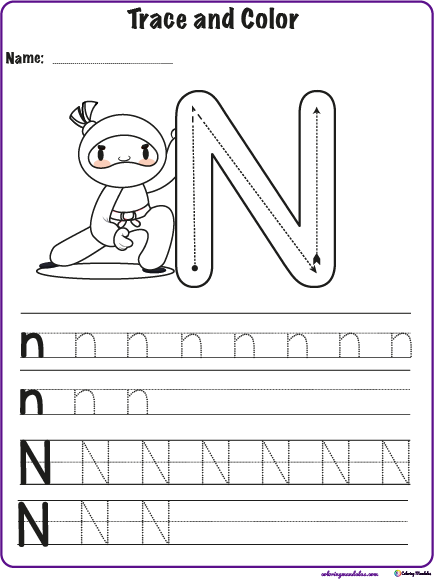 letter n worksheet for preschool