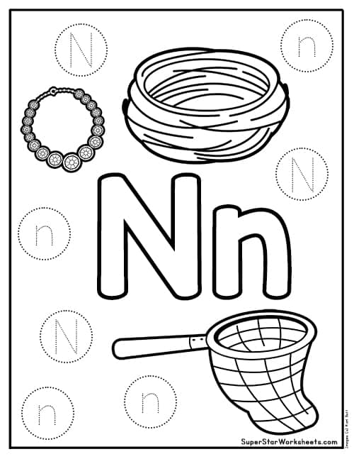 letter n worksheet for preschool