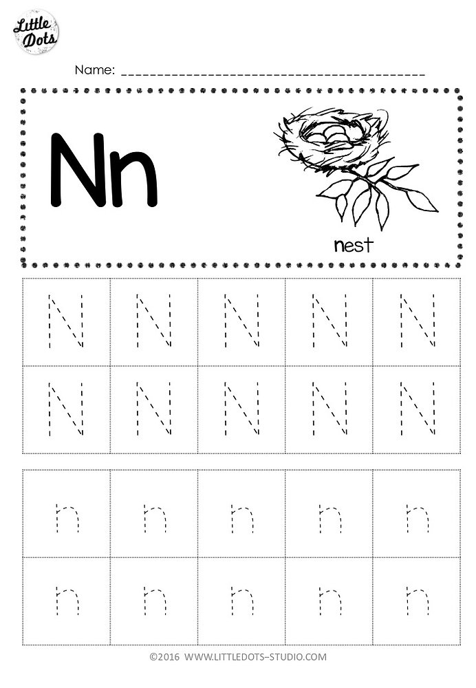 letter n worksheet for preschoolers
