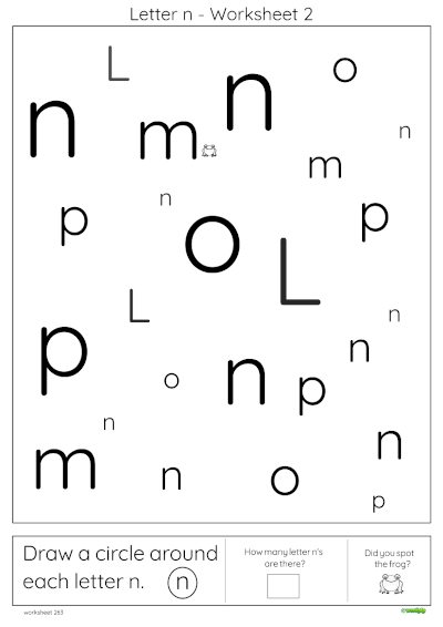 letter n worksheet for preschoolers