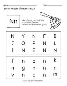 Fun letter N identification activity and test sheets for ...