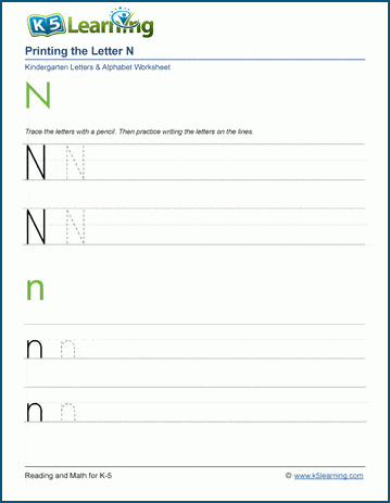 Letter N Writing Worksheet and Dot to Dot (Kindergarten and ...