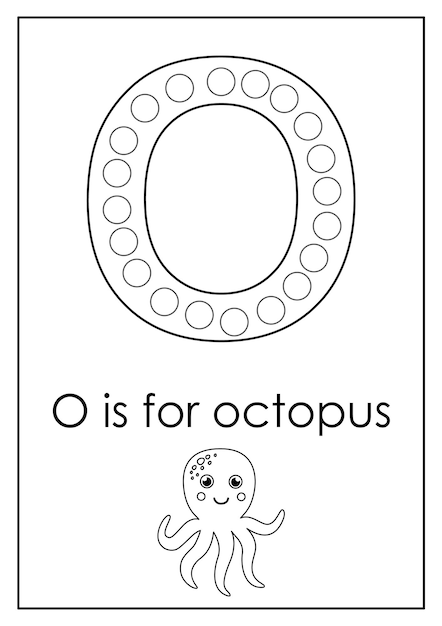 Premium Vector | Learning English alphabet for kids Letter O Dot ...