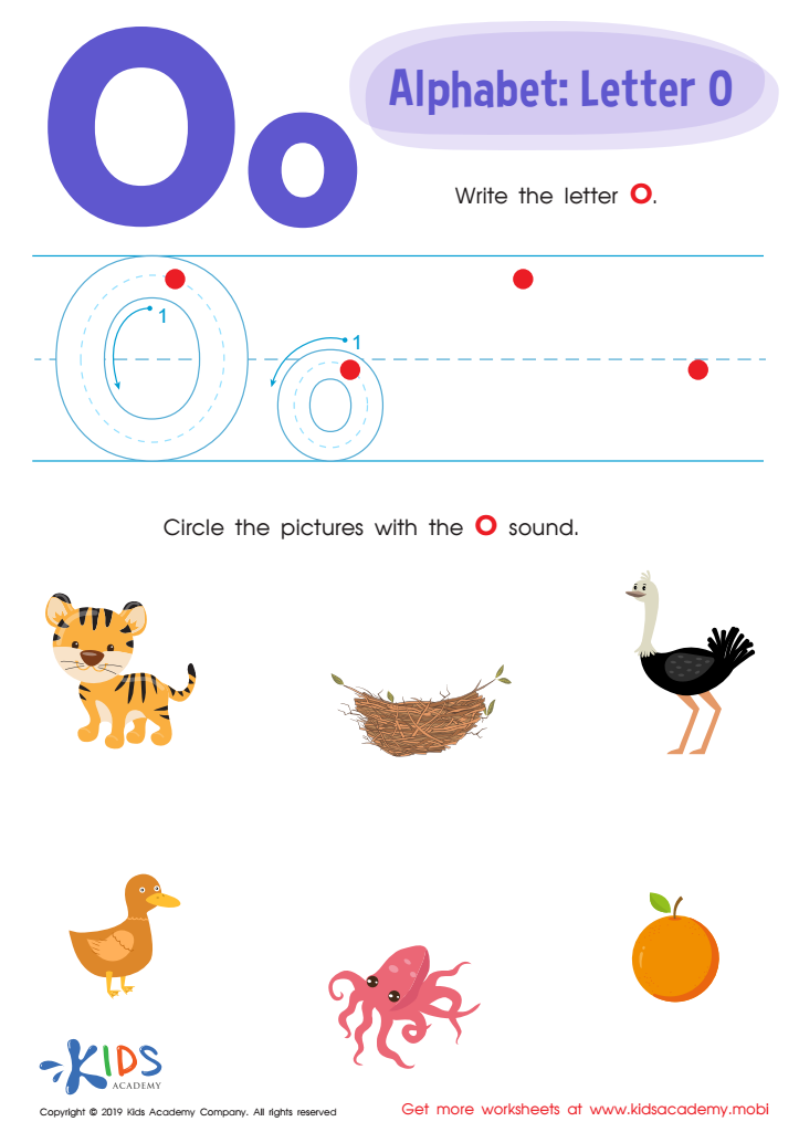 Free Letter-sound association Preschool Letter O Worksheets