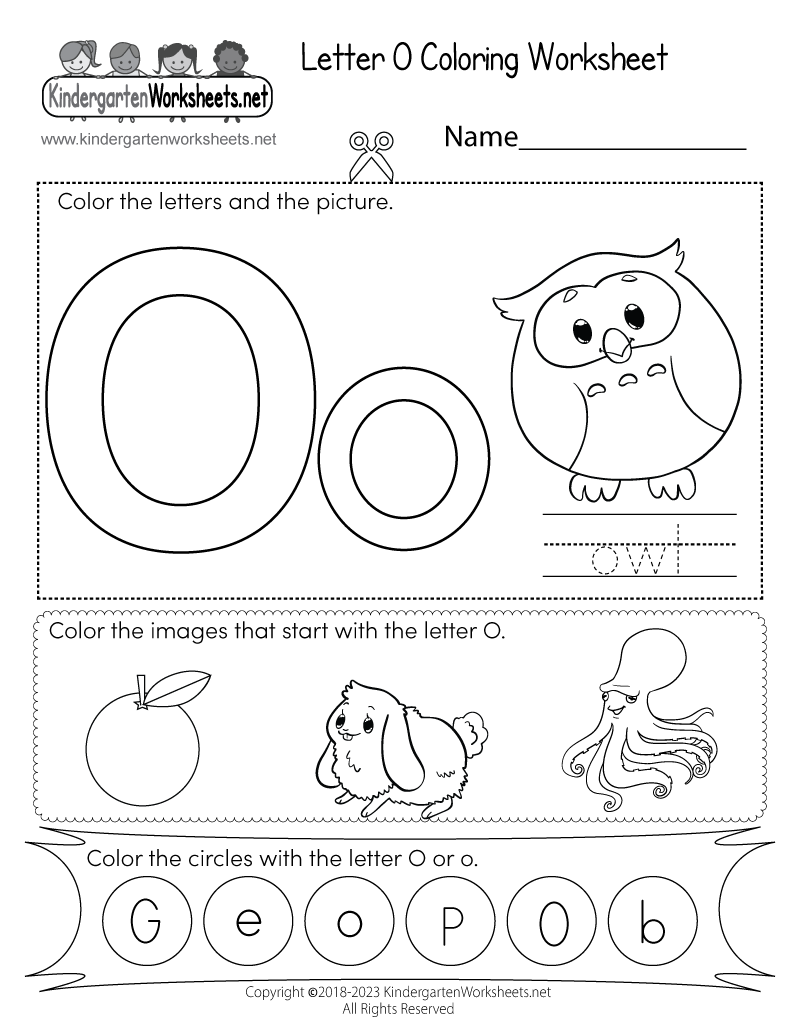 letter o worksheet for kindergarten