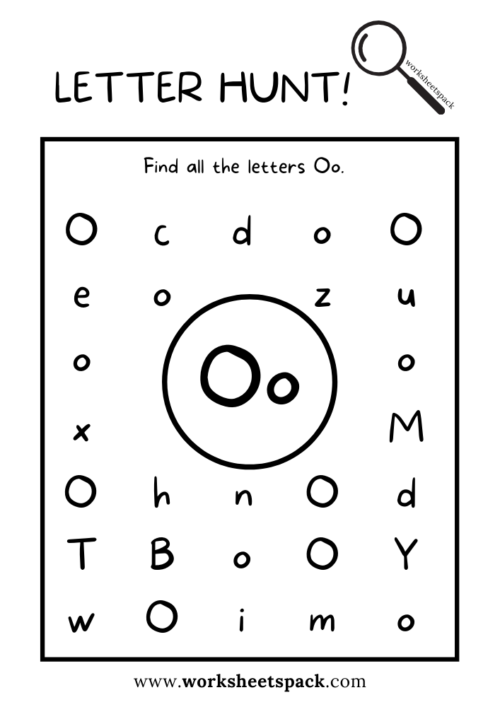 Find the Letter O Worksheet, Alphabet O Hunt Activity Free ...