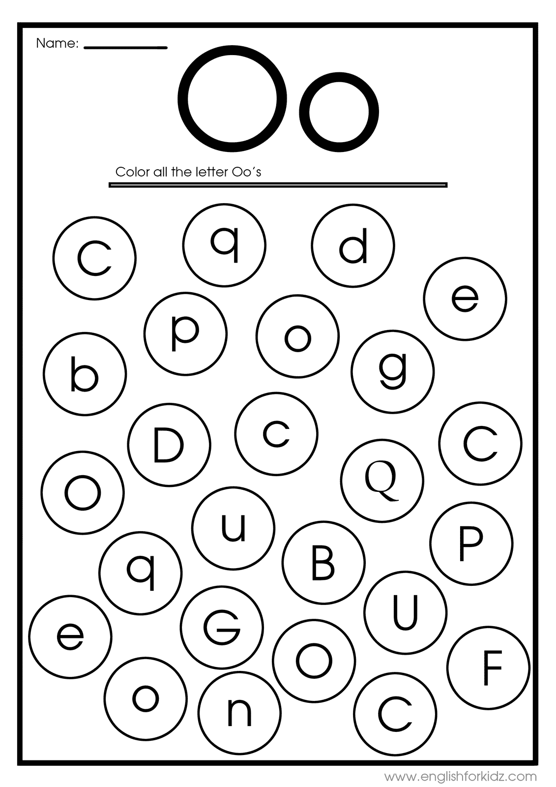 English for Kids Step by Step: Letter O Worksheets, Flash Cards ...