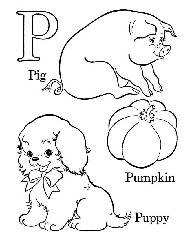 Alphabet Coloring Pages | Letter P - Free printable farm ABC ...