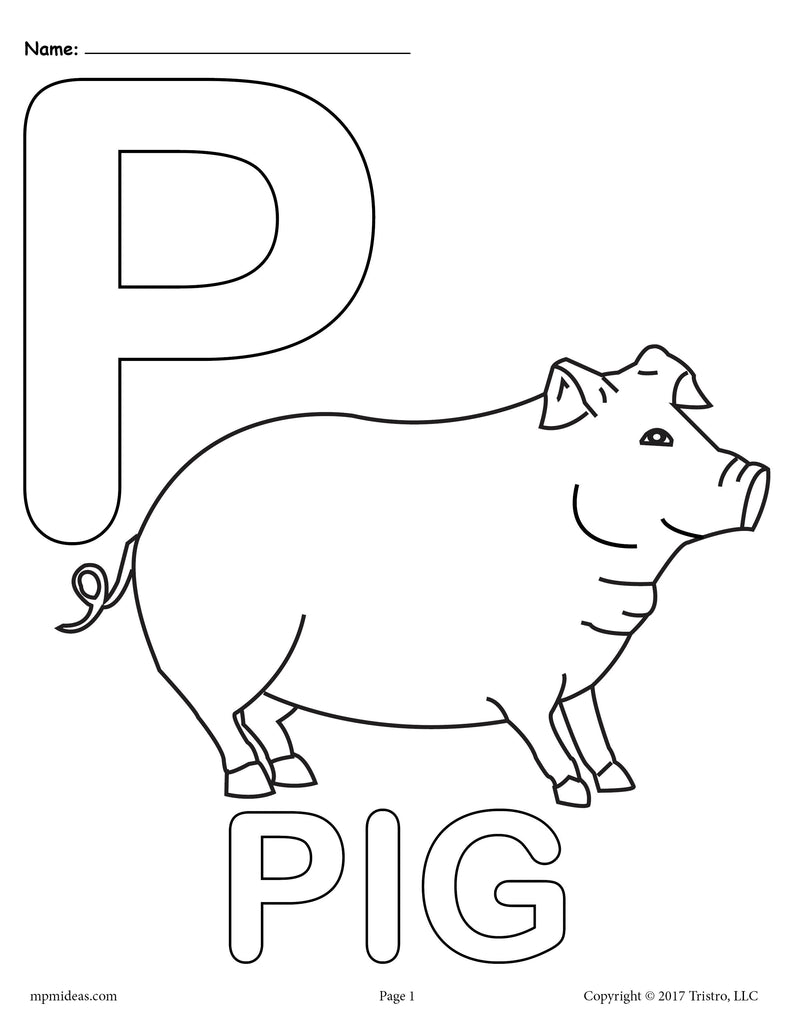 Letter P Alphabet Coloring Pages - 3 Printable Versions!