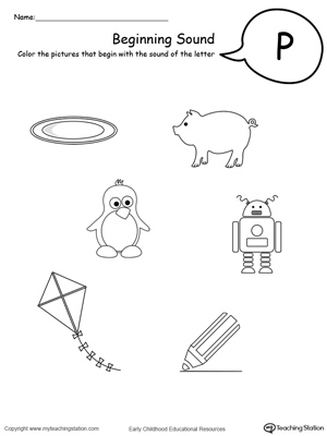 letter p initial sound worksheet