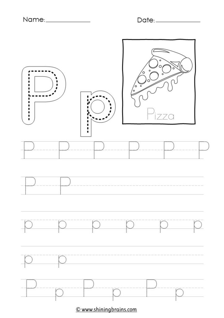 letter p tracing worksheet for preschoolers