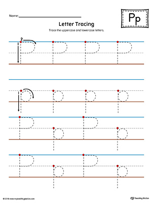 letter p tracing worksheet for preschoolers