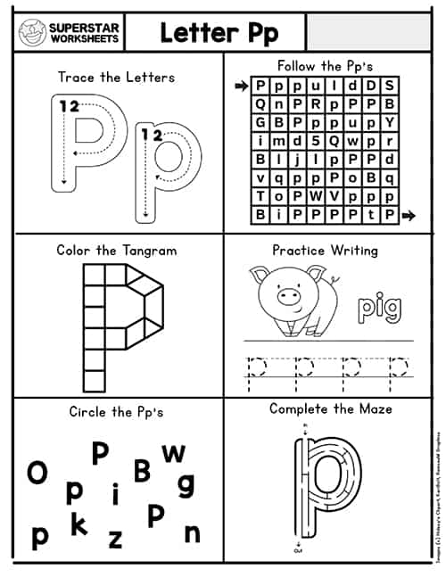 letter p worksheet for pre k
