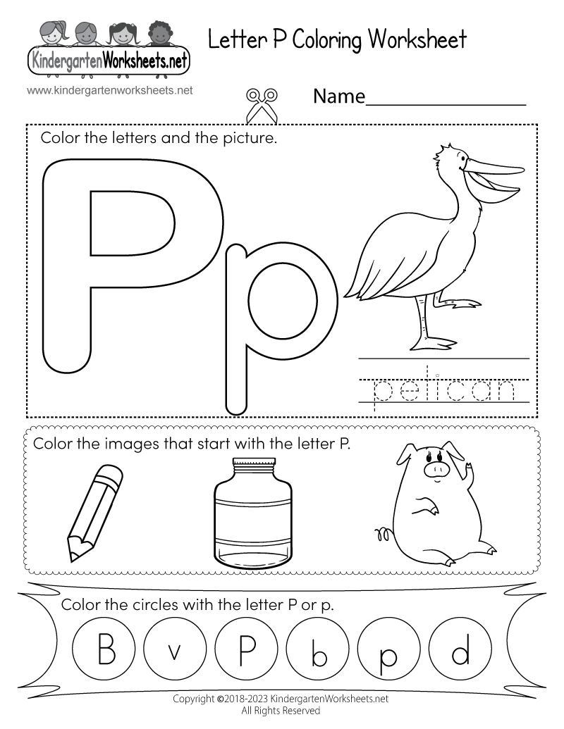 letter p worksheet for preschool