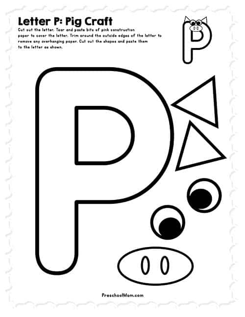 letter p worksheet preschool