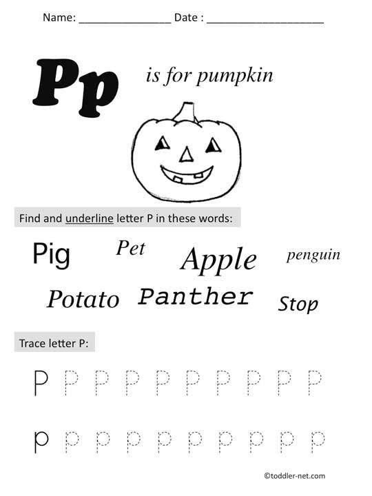 letter p worksheet to print out