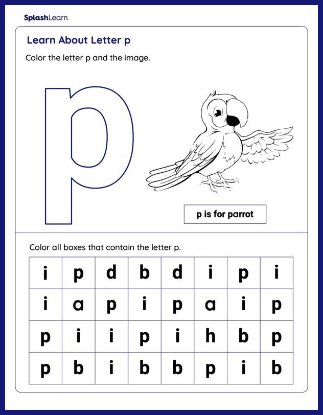 Learn About Letter p - ELA Worksheets - SplashLearn