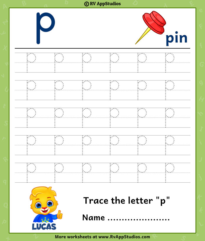 Trace Lowercase Letter p Worksheet for FREE!