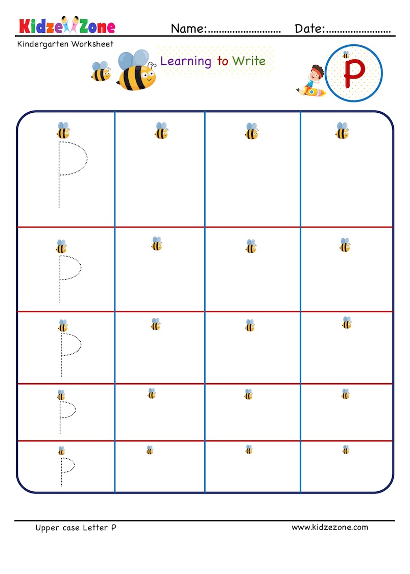 Master Writing Letter P - Writing in blank space- KidzeZone